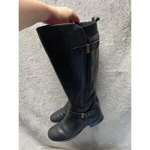 Naturalizer Women’s7 Black  Leather Wide Calf Tall Knee-High Boots Shoes